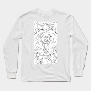 Party Bear , Neotraditional Angry Bear Animal Tattoo inspired illustration Long Sleeve T-Shirt